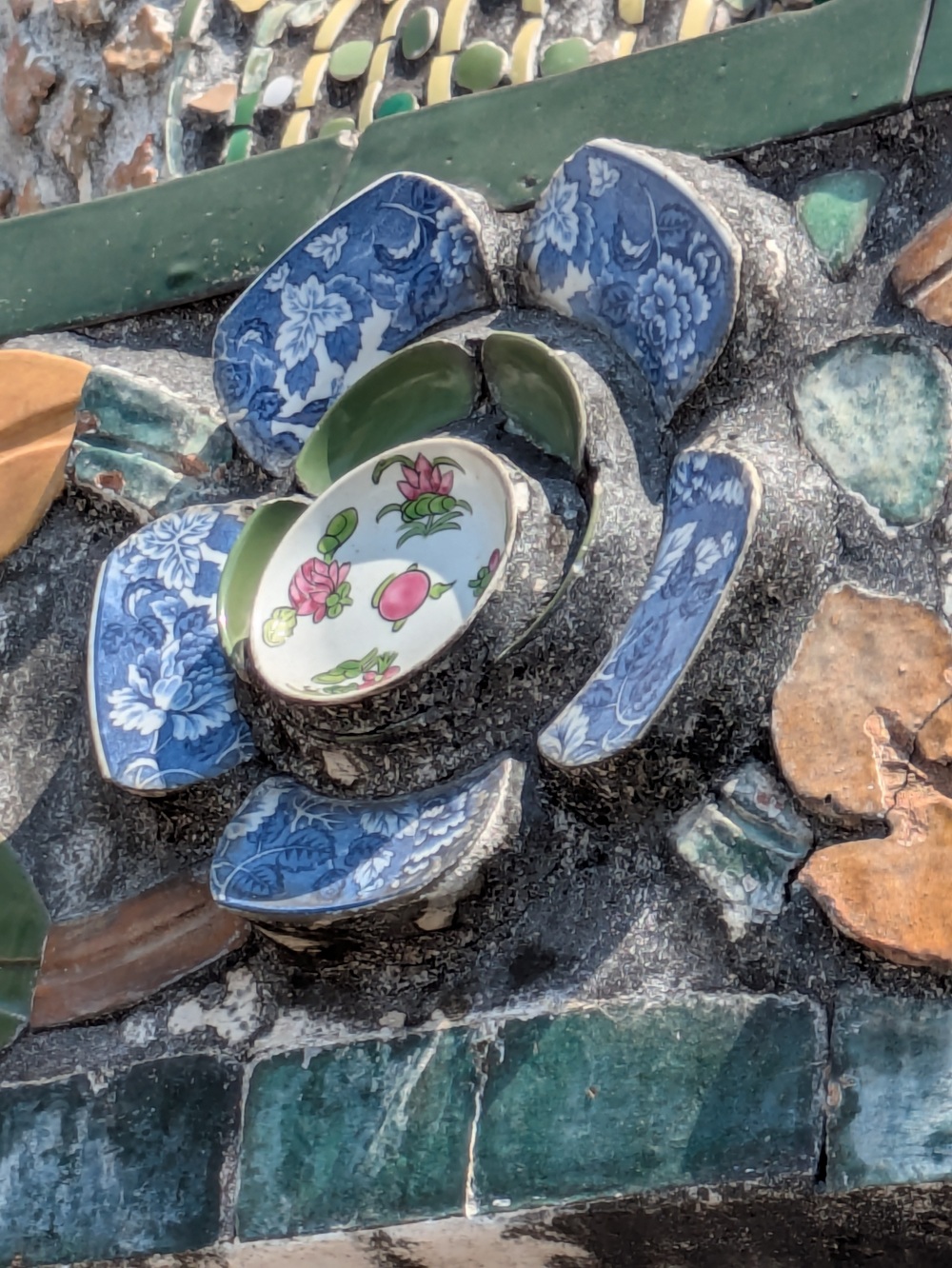 A photo of the art on Wat Arun temple in Bangkok, Thailand.