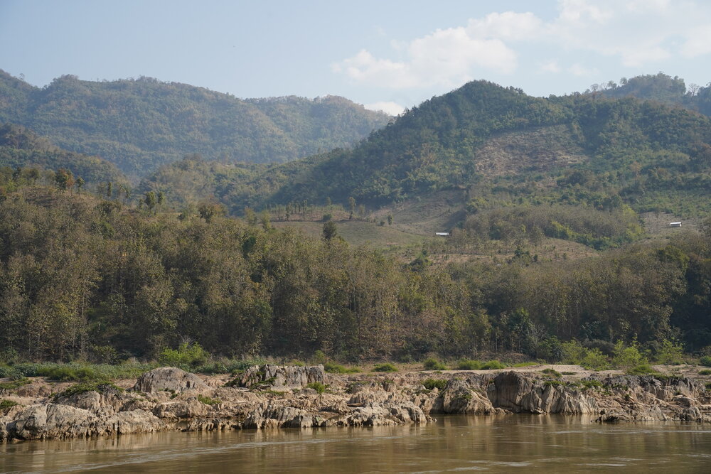 Hills that we saw as we sailed down the Mekong on the second day of our slow boat journey.