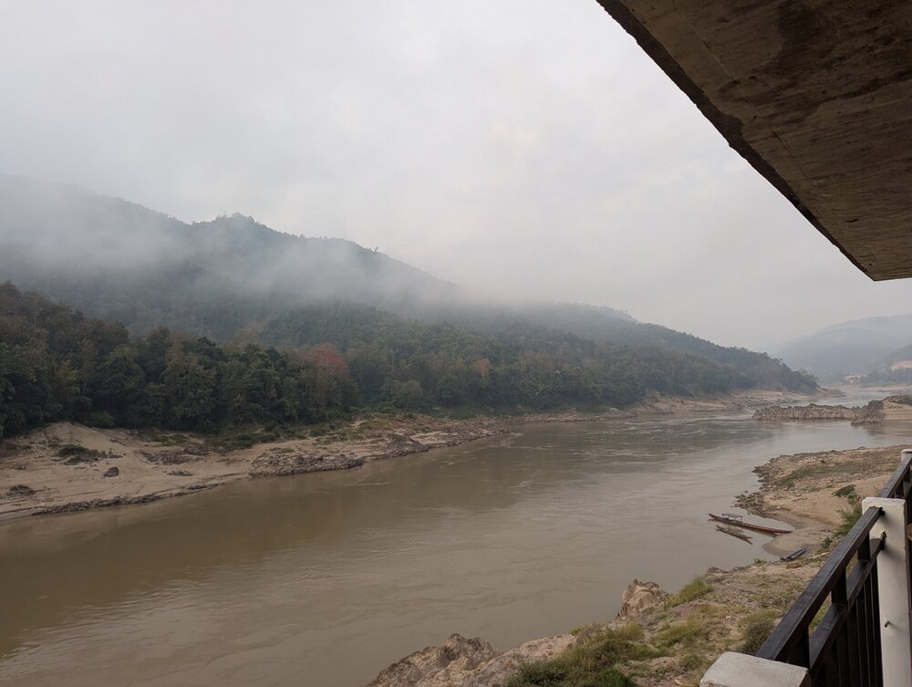 Looking out over the Mekong River from a hostel in Pak Beng, Laos.
